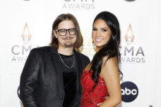 Caleigh Ryan and HARDY attend the 57th Annual CMA Awards at Bridgestone Arena on November 08, 2023 in Nashville, Tennessee.