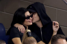 Kylie Jenner and actor Timothée Chalamet look on during the Men's Singles Final match between Novak Djokovic of Serbia and Daniil Medvedev of Russia on Day Fourteen of the 2023 US Open