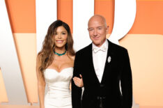 Lauren Sánchez and Jeff Bezos attend the 2025 Vanity Fair Oscar Party