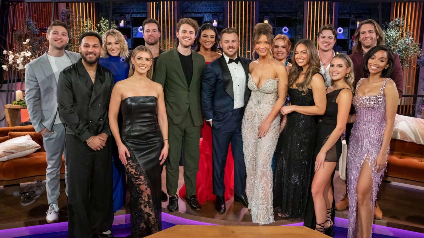 Mason Horacek, Devin Buckley, Meg Fink, Sara Carton, David Bettenburg, Alex Brown, Monica Danus, Daniel Hastings, Taylor Haag, Molly Mulaney, Lauren O'Brien, Ben Mezzenga, Madison Errichiello, Joey Leveille, Virginia Miller at the 'Love Is Blind' Season 8 reunion