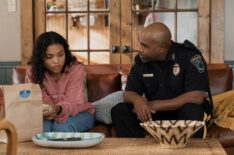 Mia Isaac as Chloe, Michael Beach as Dan Carter in episode 102 of The Perfect Couple