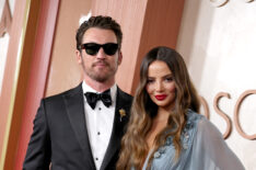 Miles Teller and Keleigh Sperry Teller attend the 97th Annual Oscars at Dolby Theatre on March 02, 2025 in Hollywood, California.