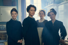 Rose Leslie as Isabella, Keeley Hawes as Cassandra Austen, Mirren Mack as Dinah and Jessica Hynes as Mary Austen in 'Miss Austen'