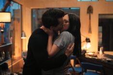 Rob McElhenney and Charlotte Nicdao as Ian and Poppy kissing in the 'Mythic Quest' Season 4 finale