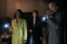 Diona Reasonover as Forensic Scientist Kasie Hines, Lilan Bowden as Robin Knight, Wilmer Valderrama as NCIS Special Agent Nicholas “Nick” Torres, and Gary Cole as NCIS Special Agent Alden Parker — 'NCIS' Season 22 Episode 16 'Ladies' Night'