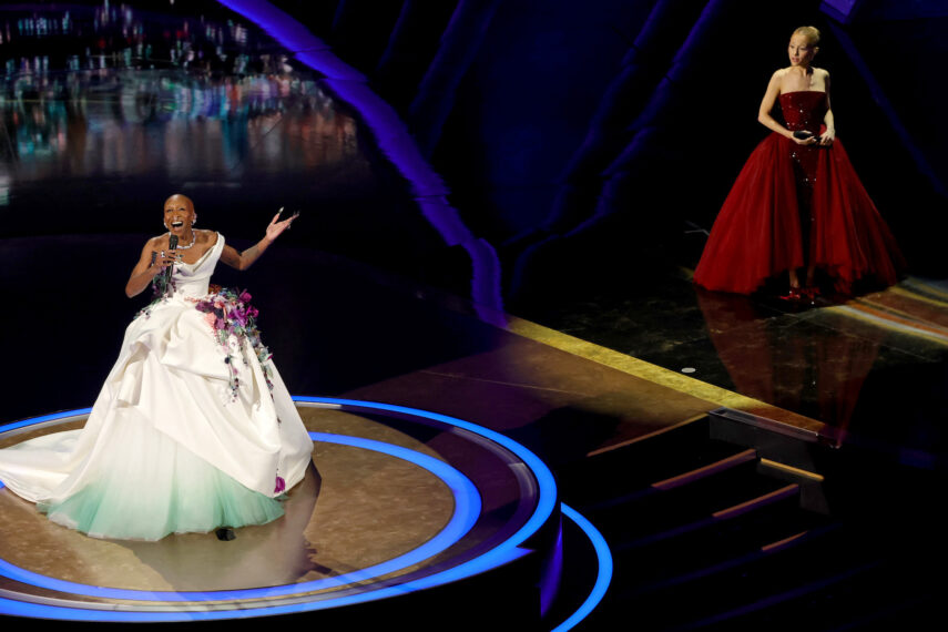 Cynthia Erivo and Ariana Grande perform onstage during the 97th Annual Oscars at Dolby Theatre on March 02, 2025 in Hollywood, California.