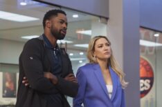 Jay Ellis as Jay and Kate Hudson as Isla Gordon in Episode 105 of Running Point