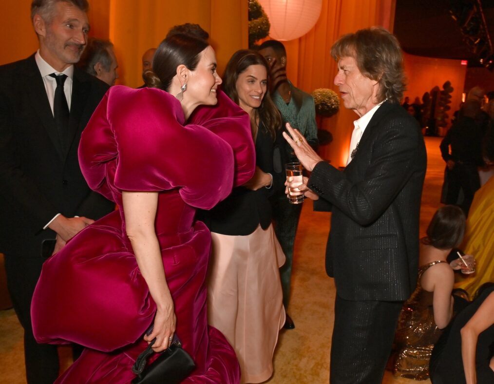 David Benioff, Sarah Paulson, Amanda Peet and Mick Jagger attend the 2025 Vanity Fair Oscar Party