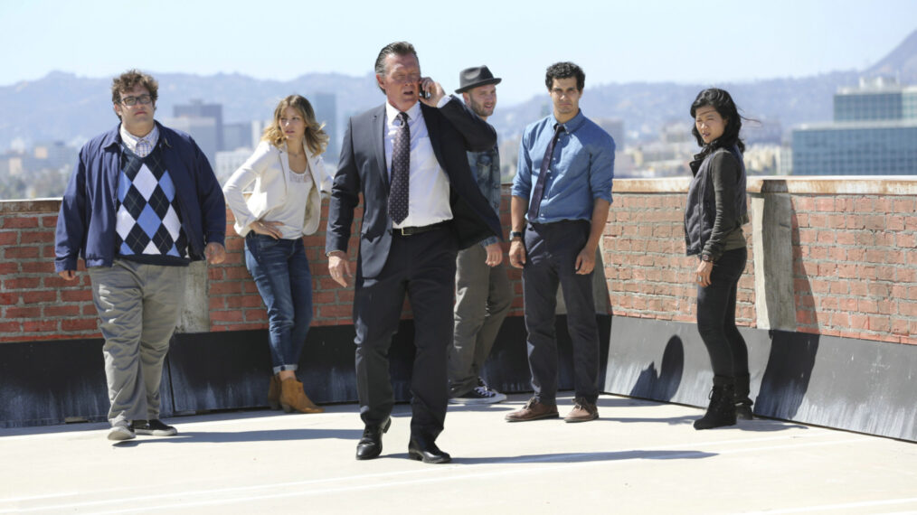 Ari Stidham, Katharine McPhee, Robert Patrick, Eddie Kaye Thomas, Elyes Gabel, and Jadyn Wong in 'Scorpion'
