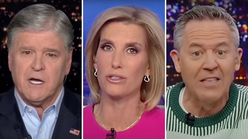 Sean Hannity, Laura Ingraham, and Greg Gutfeld
