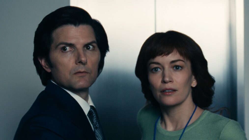 Adam Scott and Britt Lower in the 'Severance' Season 2 finale