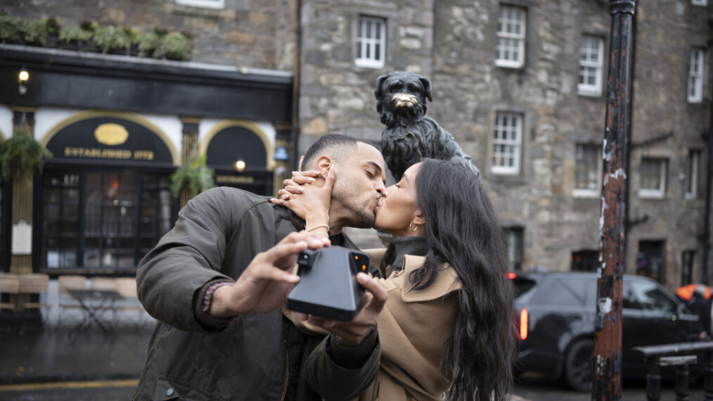 Grant Ellis and Litia Garr Kiss on the Bachelor