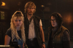 Michelle (Millie Bobby Brown), Keats (Chris Pratt), and Dr. Amherst (Ke Huy Quan) in 'The Electric State'