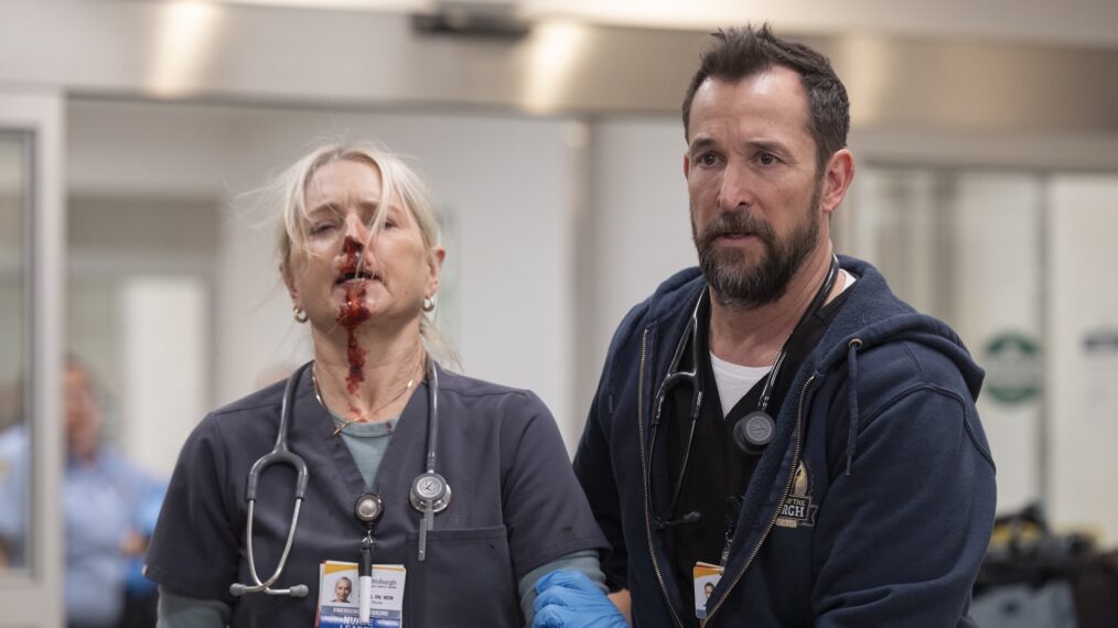 Katherine LaNasa as Dana and Noah Wyle as Robby — 'The Pitt' Season 1 Episode 10