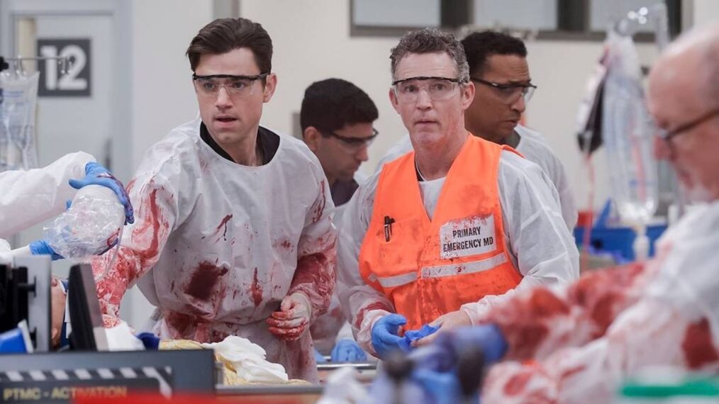 Patrick Ball as Langdon, Shawn Hatosy as Abbot — 'The Pitt' Season 1 Episode 13