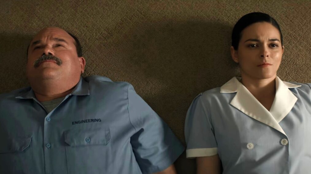 Mel Rodriguez and Julieth Restrepo as Bruce and Elsyie in 'The Residence' Season 1
