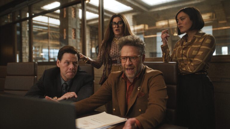 Ike Barinholtz, Kathryn Hahn, Chase Sui Wonders, and Seth Rogen in 'The Studio'