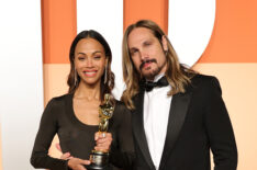 Zoe Saldana and Marco Perego-Saldana attend the 2025 Vanity Fair Oscar Party