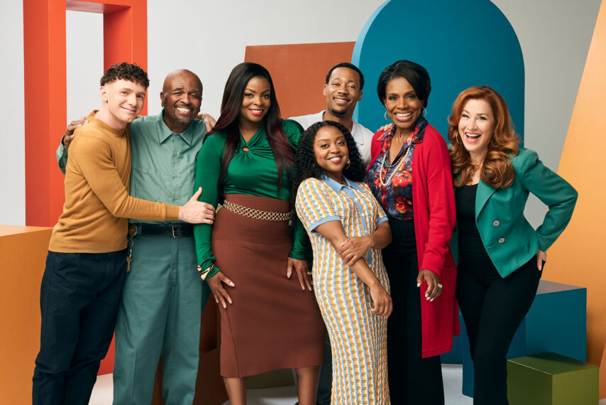 Chris Perfetti as Jacob Hill, William Stanford Davis as Mr. Johnson, Janelle James as Ava Coleman, Tyler James Williams as Gregory Eddie, Quinta Brunson as Janine Teagues, Sheryl Lee Ralph as Barbara Howard, and Lisa Ann Walter as Melissa Schemmenti in Abbott Elementary