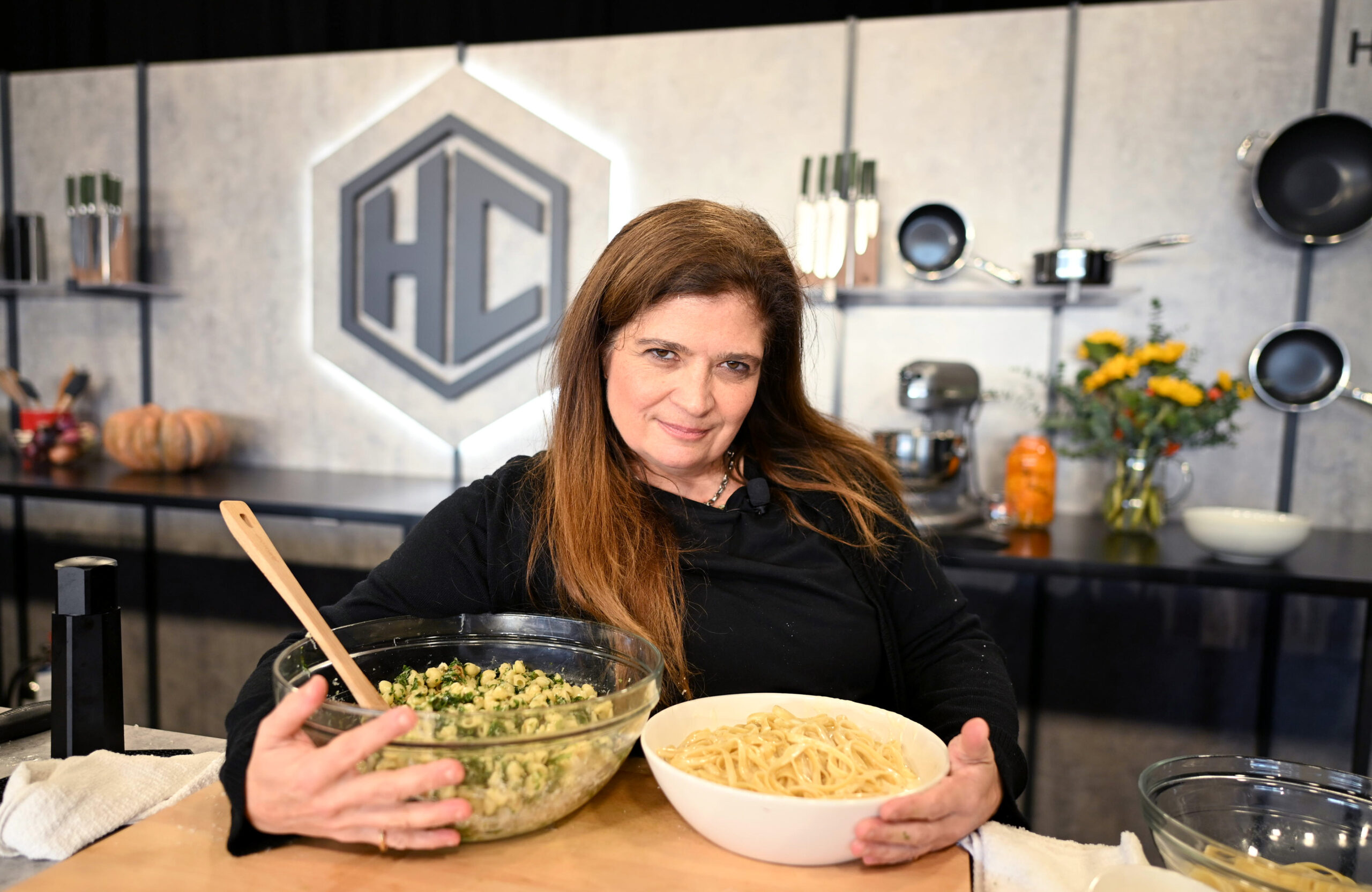 Alex Guarnaschelli gives a culinary demonstration during the Food Network New York City Wine & Food Festival