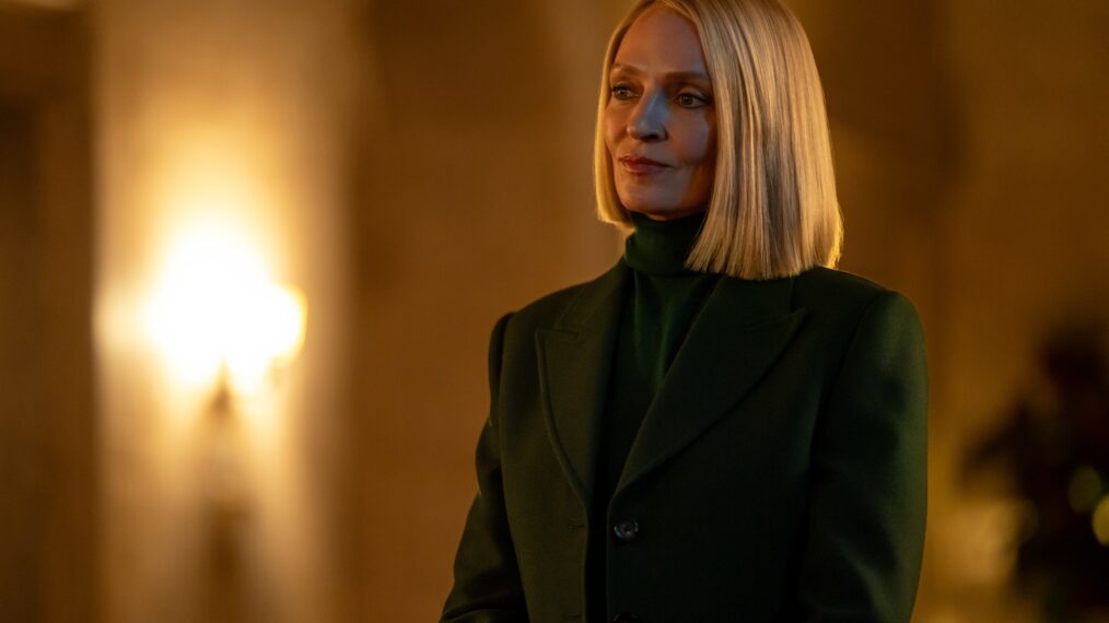 Uma Thurman as Charley in Dexter: Resurrection, episode 4, season 1, streaming on Paramount+ with SHOWTIME, 2025. Photo Credit: Zach Dilgard/Paramount+ with SHOWTIME.