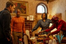 Michael C. Hall as Dexter Morgan, Ntare Guma Mbaho Mwine as Blessing Kamara, Jill Marie Lawrence as Constance Kamara and Sharon Hope as Prudence Kamara in Dexter: Resurrection, episode 2, season 1, streaming on Paramount+ with SHOWTIME, 2025. Photo Credit: Zach Dilgard/Paramount+ with SHOWTIME.