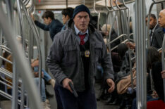 Christopher Meloni as Det. Elliot Stabler on the subway with gun in Law & Order: Organized Crime
