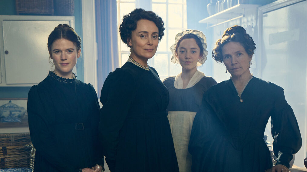 MASTERPIECE 'Miss Austen' Coming Soon to MASTERPIECE on PBS Shown from left to right: Rose Leslie as Isabella, Keeley Hawes as Cassandra Austen, Mirren Mack as Dinah and Jessica Hynes as Mary Austen