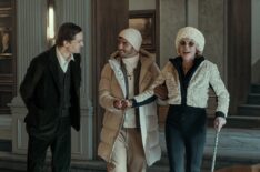 Lucas Englander, Aras Aydin, and Christine Baranski in Nine Perfect Strangers