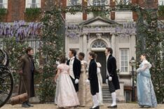 Luke Newton, Jonathan Bailey, Simone Ashley, Will Tilston, Luke Thompson, Claudia Jessie in Bridgerton - ‘Out of the Shadows'