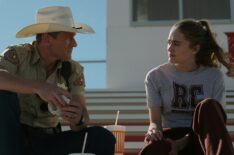 Philip Winchester as Sheriff Dan Brigman and Lizzy Greene in Ransom Canyon
