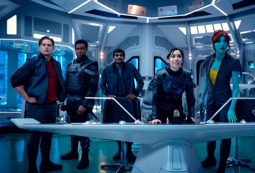 Jimmi Simpson, Osy Ikhile, Paul G. Raymond, Cristin Milioti, and Milanka Brooks in Black Mirror