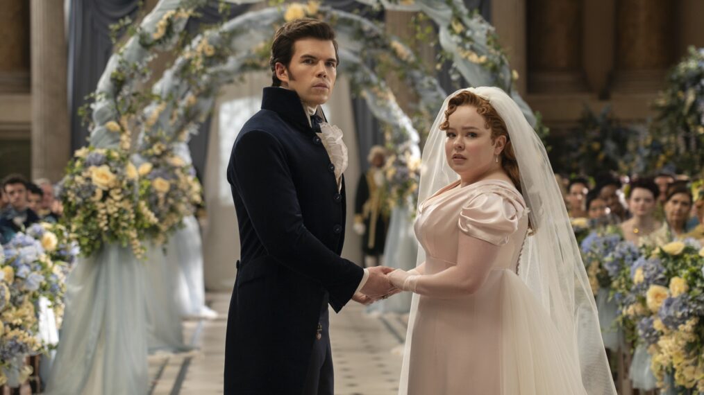 Luke Newton and Nicola Coughlan in 'Bridgerton' Season 3