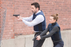 Billy Campbell as John Cardinal and Karine Vanasse as Lise Delorme in 'Cardinal'