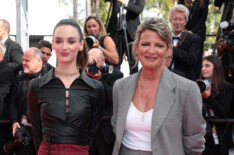 Charlotte Le Bon and Brigitte Paquette attend the screening of 'Decision To Leave (Heojil Kyolshim)' during the 75th annual Cannes film festival at Palais des Festivals on May 23, 2022 in Cannes, France