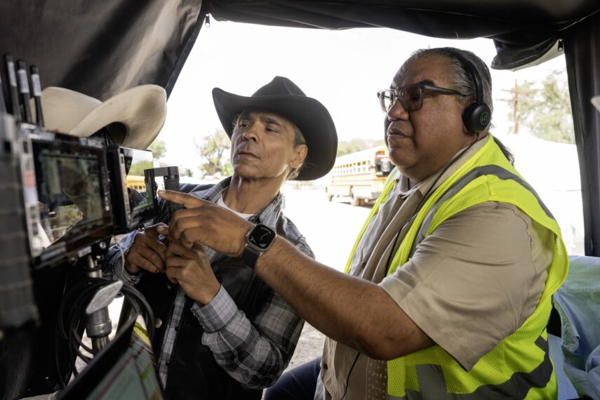Zahn McClarnon and Chris Eyre behind the scenes of 'Dark Winds' Season 3