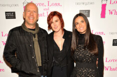 Actor Bruce Willis, Actresses Rumer Willis and Demi Moore attend the 'Love, Loss & What I Wore' new cast member celebration