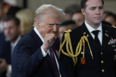 U.S. President Donald Trump gestures during the inauguration ceremony