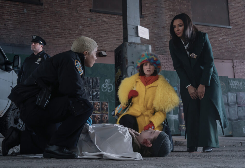 b as Officer Nikki Reynolds, Carrie Preston as Elsbeth Tascioni, and Carra Patterson as Kaya Blanke in 'Elsbeth' Season 2 Episode 19, 'I've Got a Little List'