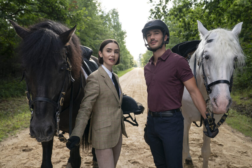 Lily Collins as Emily, Eugenio Franceschini as Marcello in 'Emily In Paris' Season 5