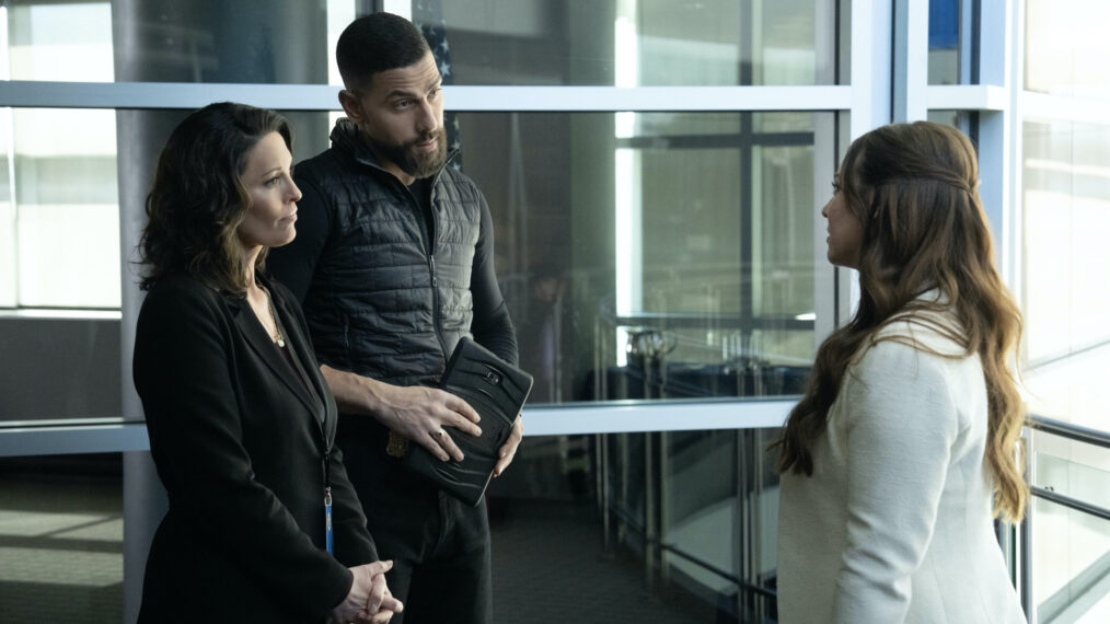 Alana De La Garza as Special Agent in Charge Isobel Castille and Zeeko Zaki as Special Agent Omar Adom ‘OA’ Zidan — 'FBI' Season 7 Episode 17 