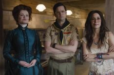 Rebecca Wisocky, Richie Moriarty, and Sheila Carrasco in 'Ghosts' Season 4