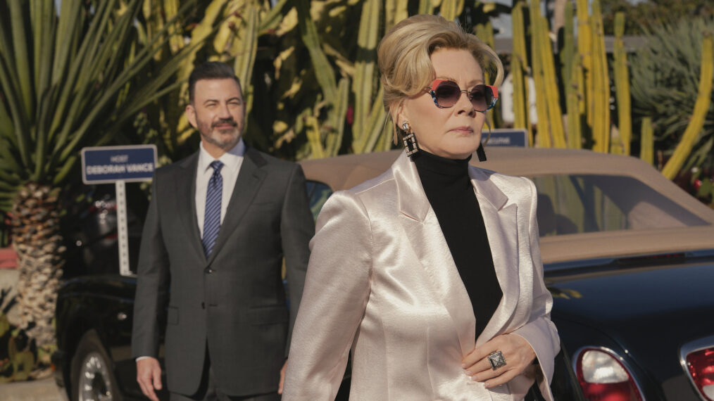 Jean Smart as Deborah Vance and Jimmy Kimmel as himself in 'Hacks' Season 4 Episode 5
