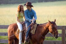 Miley Cyrus, Lucas Till on horseback in 'Hannah Montana: The Movie'
