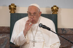Pope Francis delivers a speech at Laeken castel on September 27, 2024