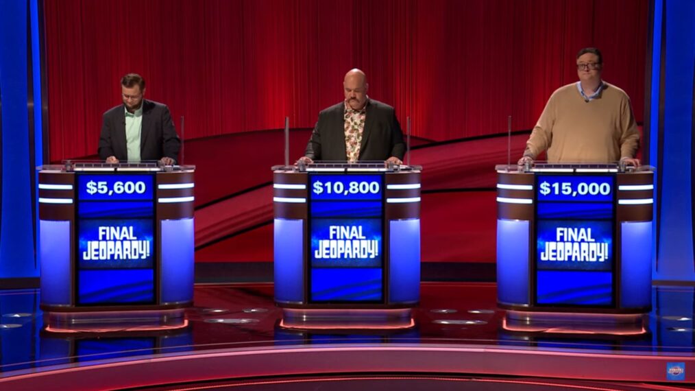 Jeopardy! contestants answering final questions
