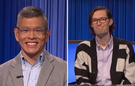 (Left) Ben Chan on Jeopardy! (Right) Troy Meyer on the game show