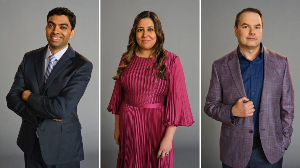 Neilesh Vinjamuri, Juveria Zaheer, and Roger Craig of 'Jeopardy! Masters'