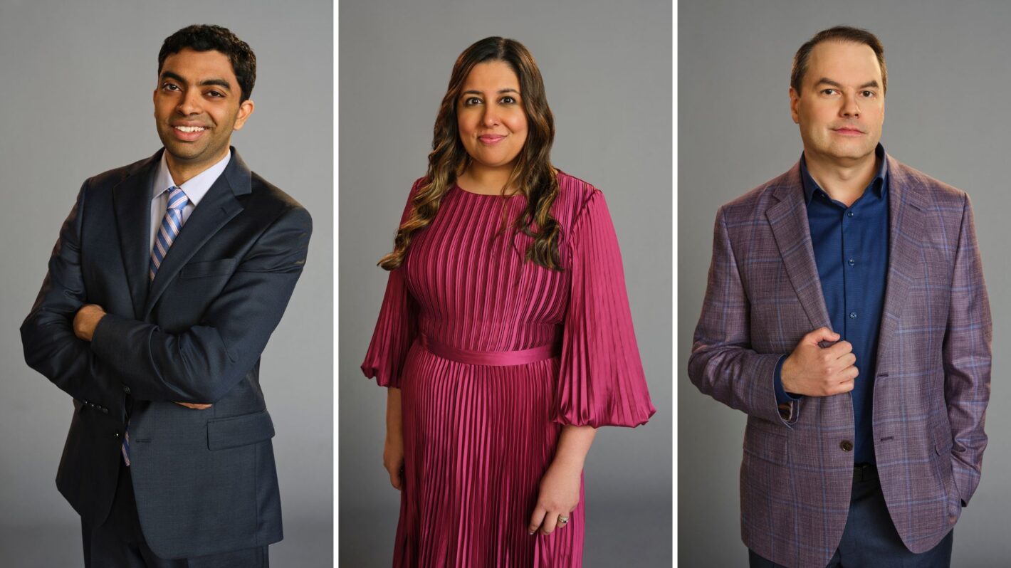 Neilesh Vinjamuri, Juveria Zaheer, and Roger Craig of 'Jeopardy! Masters'