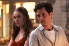 Victoria Pedretti and Penn Badgley on You